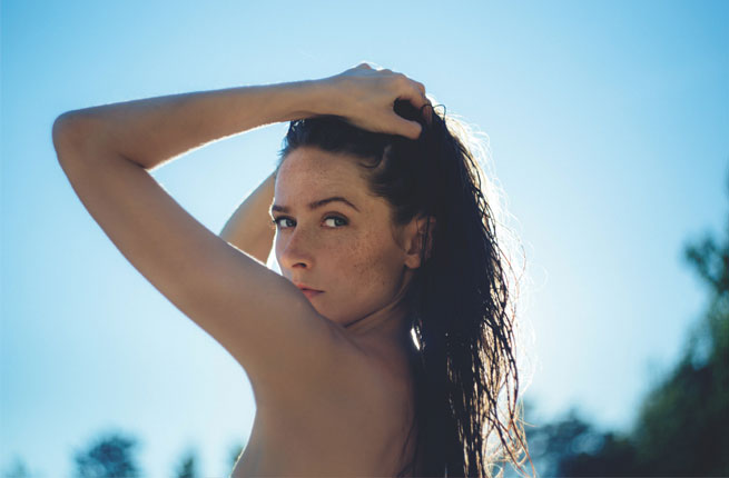 Woman with sun damaged hair