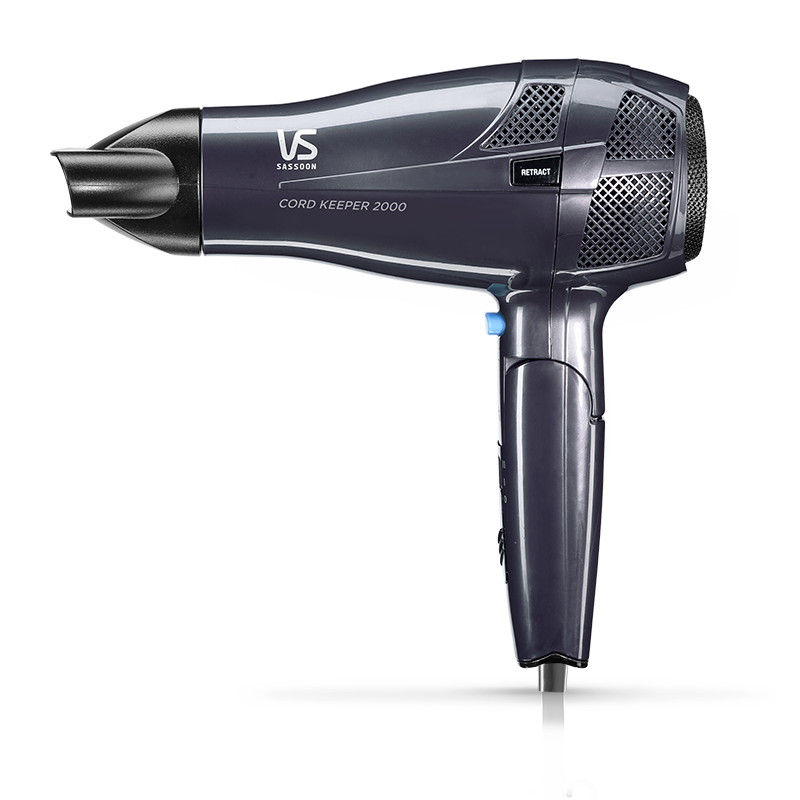 Folding hair dryer retractable cord top